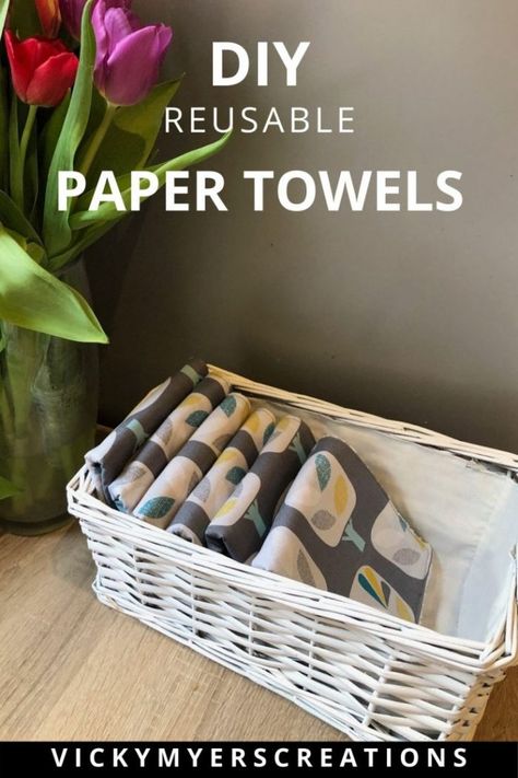 Unpaper Towels Diy, Paper Towel Crafts, Towel Basket, Environmentally Friendly Living, Sewing Machine Instructions, Diy Towels, Reusable Paper Towels, Unpaper Towels, Kitchen Paper Towel