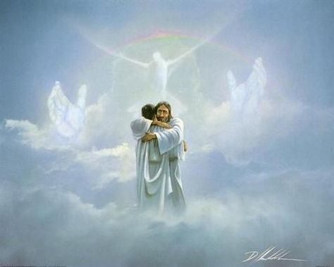 Little Girl Angel with God | does not think God will love us because we are good, but that God ... Image Of Jesus, In His Arms, Ayat Alkitab, Lord And Savior, Jesus Is Lord, In The Clouds, 판타지 아트, Jesus Pictures, Lord Jesus Christ