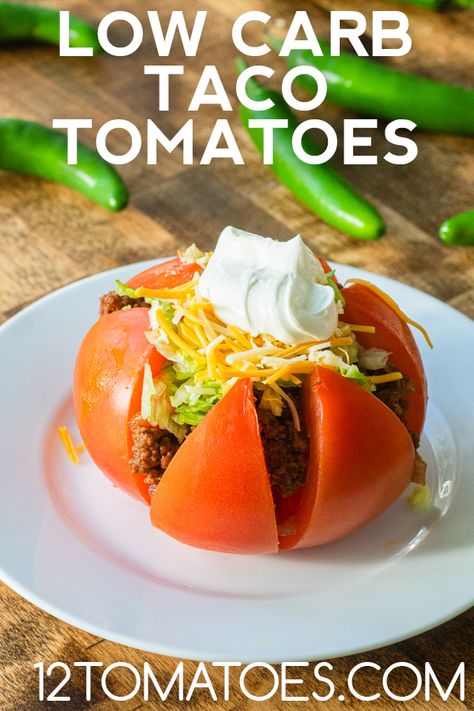 Low Carb Taco Tomatoes | 12 Tomatoes Taco Tomatoes, Football Game Day Food, Game Day Food Ideas, Lighter Recipes, Low Carb Taco, Meals For 1, Low Carb Tacos, Skillet Dishes, Main Entrees