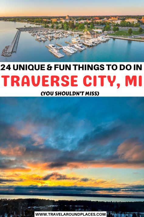 24 Unique & Fun Things to do in Traverse City Michigan You Mustn’t Miss | top things to do in Traverse City | unique things to do in Traverse City | best things to do in Traverse City | outdoor things to do in Traverse City | amazing things to do in Traverse City | places to visit in Traverse City | things to see in Traverse City | #bucketlist #thingstodo #travelbucketlist #roadtrip #usaroadtrip #ustraveldestinations #usatravel #michigan What To Do In Traverse City Mi, Traverse City Michigan Things To Do Kids, Things To Do In Traverse City Mi, Traverse City Michigan Things To Do, Michigan Fall, City Rain, Michigan Adventures, Michigan Road Trip, Rv Trip