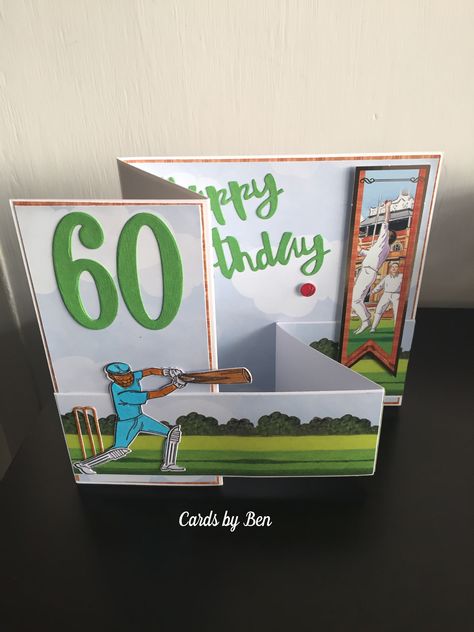 Cricket Birthday Cards, Happy Birthday Template, Sports Card, Masculine Birthday Cards, Birthday Cards For Boys, Boy Cards, Fold Cards, Birthday Template, Fancy Fold Cards