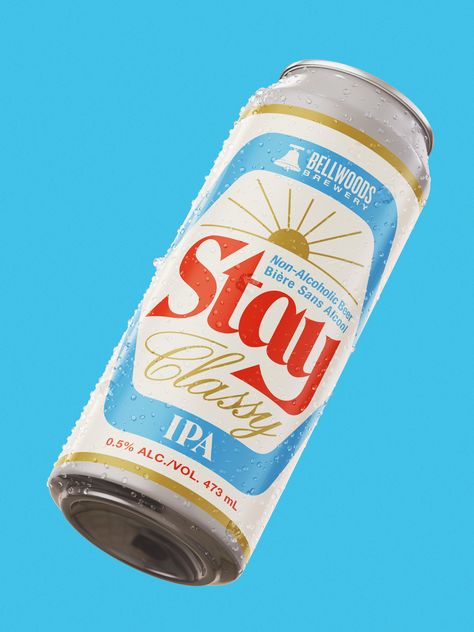 Pack of the Month: When It Comes To Designing a Non-Alcoholic Beer, Doublenaut Says 'Stay Classy' | Dieline - Design, Branding & Packaging Inspiration Beer Branding Design, Beer Logo Design, Creative Wine Label, Craft Beer Design, Craft Beer Packaging, Retro Packaging, Beer Label Design, Non Alcoholic Beer, Ipa Beer