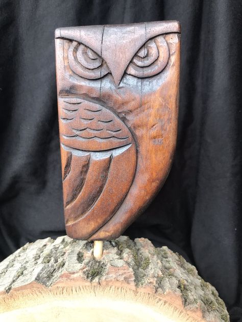 Owl Carving Pattern, Wood Animal Carving, Owl Wood Carving, Bird Carving Patterns, Owl Carving, Wood Carving Art Sculpture, Wood Sculpture Art, Wood Carving Faces, Wood Carving For Beginners