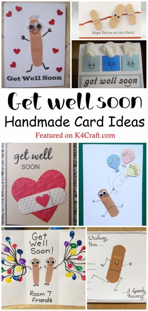 Beautiful DIY "Get Well Soon" Card Ideas • K4 Craft Diy Feel Better Cards, Feel Better Soon Cards Diy, Get Better Card Ideas, Get Well Soon Diy Cards, Get Well Cards Diy, Get Well Soon Cards Diy, Get Well Soon Ideas, Get Well Soon Card Ideas Handmade, Diy Get Well Cards