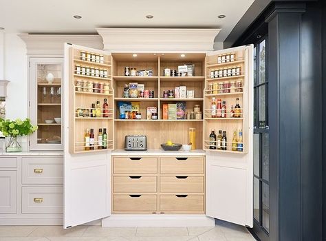 Pantry Closet Design, Kitchen Pantry Cupboard, Shaker Kitchens, Kitchen Cabinetry Design, Double Kitchen, Built In Pantry, Pantry Remodel, Kitchen Cupboard Designs, Modern Kitchen Cabinet Design