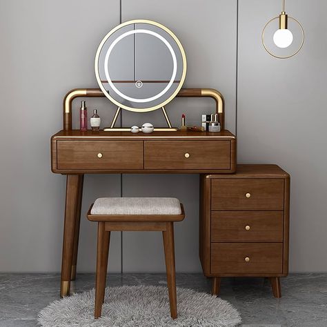 Amazon.com: BREZO Makeup Vanity Table, Large Vanity Set Vanity Desk with Lots Storage, 3 Lighting Modes, Brightness Adjustable, for Bedroom (31.4/39.3in L) (Color : C-100cm/39.3in) : Home & Kitchen Small Bedroom Dressing Table, Modern Dressing Table Designs, Storage Vanity, Nordic Room, Dressing Table Decor, Makeup Vanity Table, Makeup Dressing Table, Dresser Set, Dressing Table Design