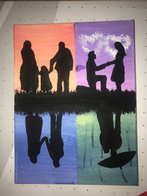 Painting For Parents Anniversary, Anniversary Paintings For Parents, Anniversary Painting Ideas For Parents, Paintings For Parents, Dad Painting Ideas, Mothers Painting, Anniversary Canvas, Mother Painting, Parents Anniversary