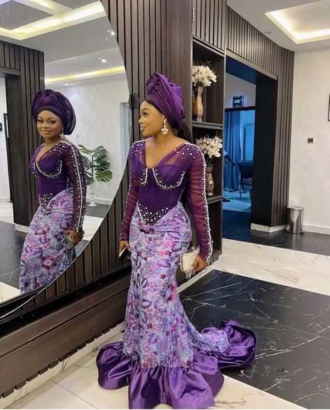 Lace Gown Styles Aso Ebi, Gown Dress For Women, Lace Gown Dress, Classy Wedding Guest Dresses, Lace Asoebi Styles, Aso Ebi Dresses, Aso Ebi Lace Styles, Stylish Naija, Nigerian Lace Styles Dress