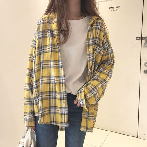 Buy Dute Plaid Shirt | YesStyle Moda Ulzzang, Hipster Girls, Elegante Casual, Retro Mode, Korean Fashion Trends, Ulzzang Fashion, Hipster Fashion, Fashion Winter, 가을 패션