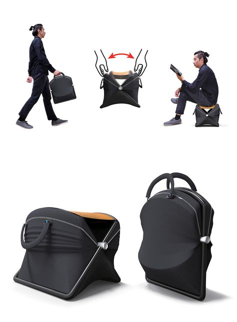 Portable Seating Ideas, Portable Chair Design, Nursing Chair Uk, Cow Print Chair, Backpack Chair, Nomadic Furniture, Hanging Chair Indoor, Architecture Portfolio Design, Portable Chair