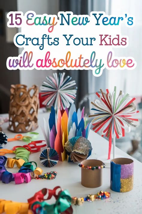 If you love DIY projects and want to start the New Year on a creative note, you’re in the right place. New Years Crafts Preschoolers, New Year’s Eve Toddler Projects, New Year’s Arts And Crafts For Kids, Diy Nye Decorations Kids, New Years Eve Bags For Kids, New Years Projects For Kids Classroom, Nye Craft Toddler, New Year’s Art For Kids, New Year New Me Crafts For Kids