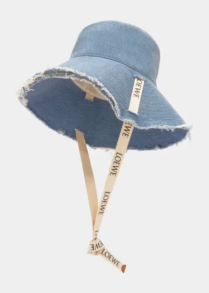 D4961 Loewe Frayed Denim Bucket Hat Loewe Denim, Denim Bucket Hat, Bucket Hat Design, Denim Hat, Frayed Denim, Fisherman Hat, Summer Hats, Hat Pattern, Hat Designs