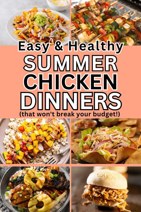 Easy Cheap Summer Dinners, Crockpot Summer Meals Chicken, Summer Meal Ideas Chicken, Chicken Breast Summer Recipes, Summer Chicken Breast Recipes Dinners, Easy Summer Crockpot Recipes Dinners, Easy Summer Chicken Breast Recipes, Chicken Breast Recipes Summer, Cheap Grill Meals