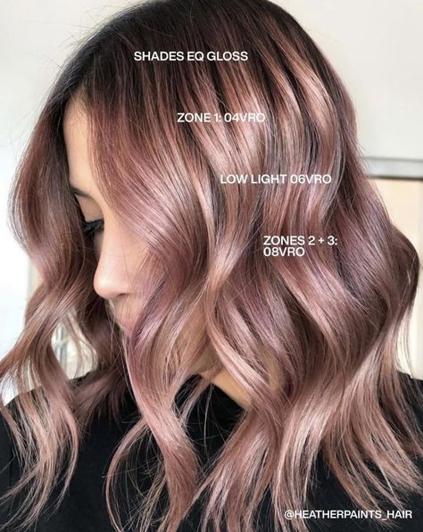 Rose Gold Hair Color Formula, Dusty Rose Hair, Hair Color For Brown Eyes, Color Correction Hair, Redken Hair Color, Hair Color Rose Gold, Redken Hair Products, Redken Shades, Hair Toner