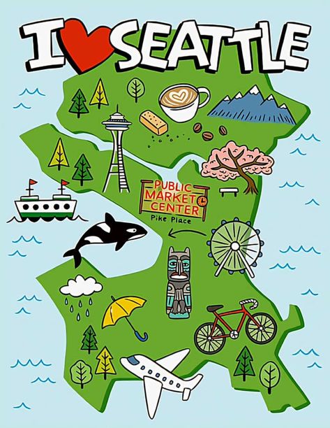 Desk Signs, Seattle Map, Desk Sign, Public Market, Novelty Items, Digital Journal, Folded Cards, Card Box, Recycled Paper