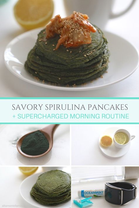 Spirulina Pancakes, Pancake Protein, Green Pancakes, Superfood Breakfast, Pancakes For Breakfast, Easy Peasy Recipes, Protein Pancakes, Breakfast Pancakes, Protein Pack