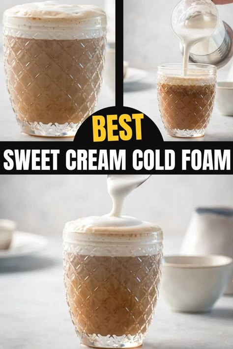 How To Make Vanilla Sweet Cream Cold Foam, Cold Sweet Foam Recipe, Starbucks Sweet Cream Cold Foam Recipe, Vanilla Foam Recipe, Cream Foam Coffee, Sweet Cream Cold Foam Without Vanilla Syrup, Homemade Sweet Cold Foam, Vanilla Cold Foam Starbucks, How To Make Sweet Cold Foam For Coffee