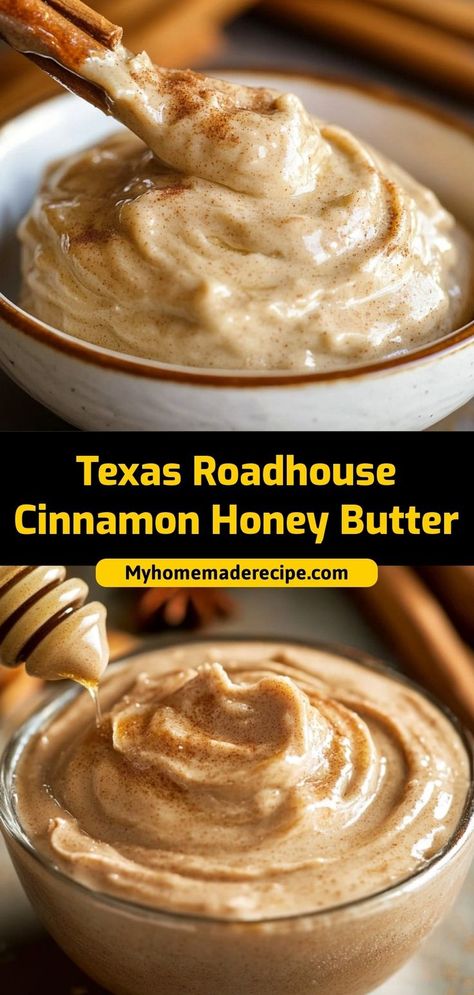 This Texas Roadhouse Cinnamon Honey Butter is smooth, creamy, and perfectly sweet. Great for spreading on rolls, toast, or muffins! Ingredients: 1 cup butter, softened 1/4 cup honey 1/2 tsp cinnamon 1/4 cup powdered sugar A sweet, cinnamon-spiced butter that’s as good as the restaurant version Texas Roadhouse Cinnamon Honey Butter, Texas Roadhouse Cinnamon Butter, Honey Butter Recipe, Easy And Healthy Breakfast, Cinnamon Honey Butter, Spiced Butter, Cinnamon Honey, Protein Packed Meals, Flavored Butter