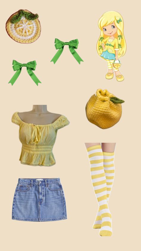 Strawberry shortcake lemon meringue costume outfit idea Lemon Meringue Costume, Halloween Strawberry, Strawberry Shortcake Lemon Meringue, Strawberry Shortcake Lemon, Strawberry Shortcake Outfits, Strawberry Shortcake Costume, Lemon Meringue, Costume Outfits, Strawberry Shortcake