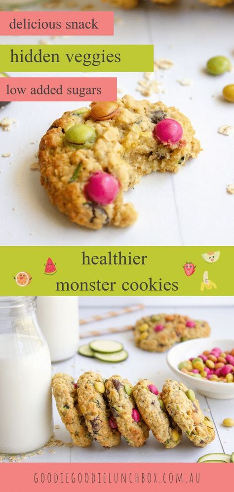 Zucchini Chocolate Chip Cookies, Hidden Vegetables, Monster Cookie, Carrot Cake Cookies, Healthy Cookie Recipes, Hidden Veggies, Lunchbox Ideas, Toddler Food, Kid Food