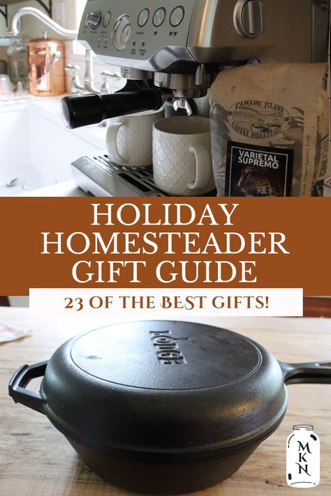 The holidays are upon us and it's time to get all those gifts for the homesteader in your life. Take it from me, a fellow homesteader, these are the top gifts that I've ever received (or bought for myself!). Everything from the cast iron in the kitchen to organizing the garden, personal care items, and more! Homesteading Gift Ideas, Homemade Homestead Gifts, Intentional Christmas Gifts, Homestead Gift Ideas, Diy Practical Gifts, Homestead Gift Basket, Homesteader Gifts, Homesteading Gifts, Gifts For Homesteaders