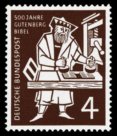 Johannes Gutenberg Printing Press, Gutenberg Press, Gutenberg Bible, German Stamps, Johannes Gutenberg, Commemorative Stamps, Stamp Catalogue, Great Inventions, Postage Stamp Art