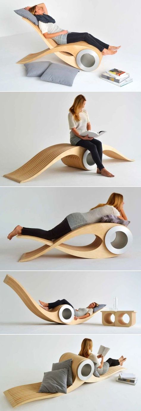 Exocet Chair Alters to Varying Configurations For Maximum Comfort #chairdesign Unique Furniture Design Creative, Unique Chair Design Creative, Tv Chair, Unique Chairs Design, Cnc Furniture Plans, Compact Furniture, Wood Chair Design, Porch Chairs, Chair Design Wooden