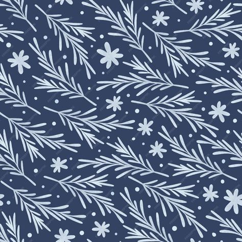 Premium Vector | Winter seamless pattern. leaves, flowers and christmas trees. Winter Packaging Design, Winter Floral Pattern, Winter Seamless Pattern, Winter Pattern Wallpaper, January Pattern, Winter Graphic Design, Gingerbread City, Graphics Aesthetic, Winter Graphics