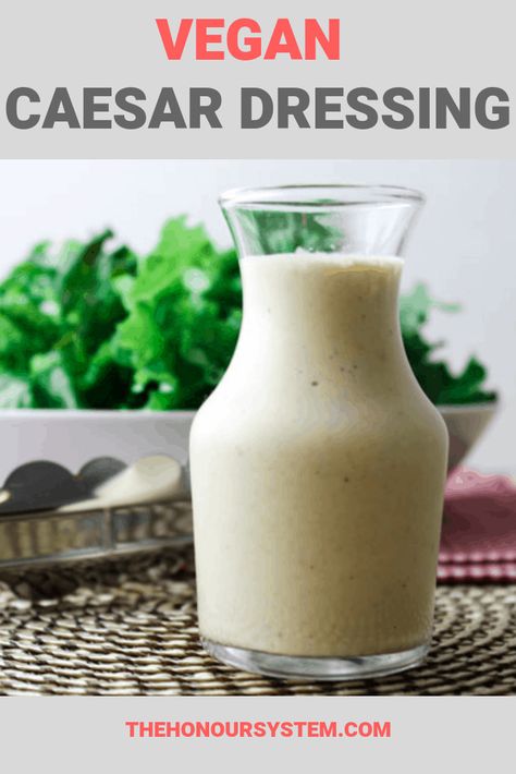 Vegan Caesar Salad Dressing. Try this creamy delicious Vegan Caesar Salad Dressing for a healthier spin on the classic. Cashew based and gluten free recipe. #vegan #glutenfree #saladrecipe Creamy Caesar Dressing Recipe, Vegetarian Dressing, Vegan Caesar Salad Dressing, Vegan Caesar Dressing, Caesar Dressing Recipe, Homemade Caesar Salad Dressing, Vegan Caesar Salad, Dressing For Fruit Salad, Vegetarian Mains