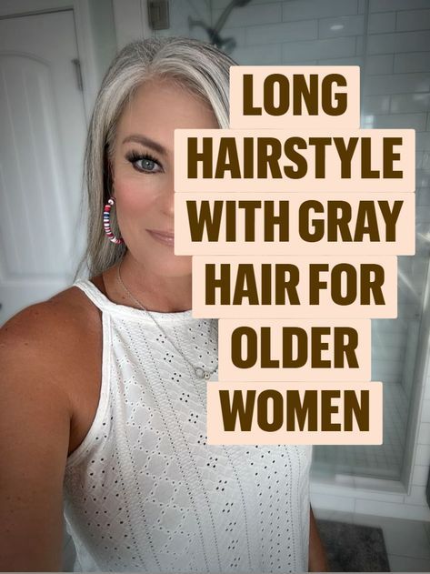 Medium Length Haircut Silver Hair, Senior Long Hairstyles Older Women, Medium Length Hair With Layers Over 60 Older Women, Long Grey Hairstyles, Grey Long Hair Older Women, Gray Hair With Blonde Highlights Over 50, Long Hairstyles For Women Over 60 Grey, Long Layered Hair Over 50, Medium Length Haircut Gray Hair