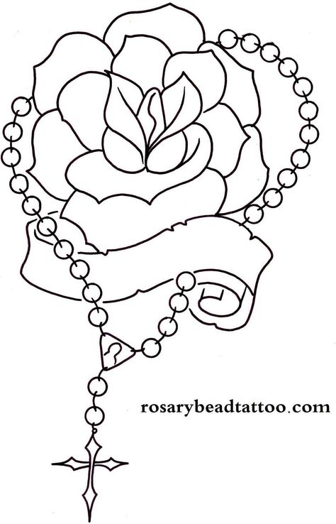 Rosary2 Tattoo Rosary, Rosary Drawing, Heathers Quotes, Rosary Bead Tattoo, Tattoo Banner, Rose Tattoo Stencil, Memorial Tattoo Designs, Praying Hands Tattoo, Cross Drawing