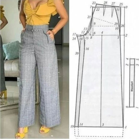 Linen Pants Pattern, Pants Pattern Free, Harem Pants Pattern, Wide Leg Pants Pattern, Women Pants Pattern, Diy Clothes Patterns, Clothing Pattern Design, T Shirt Sewing Pattern, Trousers Pattern