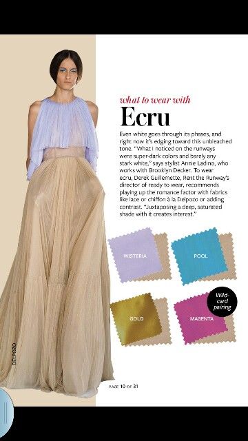 Say what? Ecru Color Crash Course, Instyle Color Crash Course, Studies Tips, Colour Combinations Fashion, Color Combinations For Clothes, Fashion Vocabulary, Instyle Magazine, Color Pairing, Summer Color