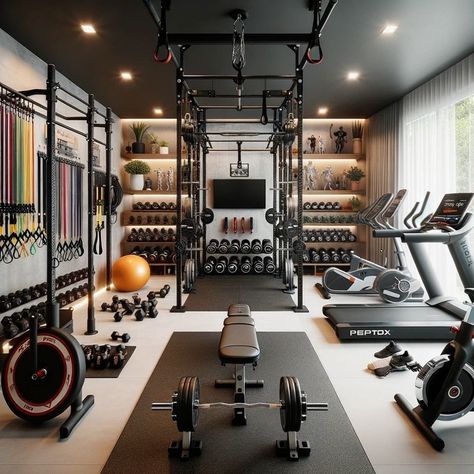 House Gym Ideas Small Spaces, Mini Gym At Home, Small Home Gym Ideas, Home Gym Basement, Home Gym Ideas, Home Gym Inspiration, Dream Home Gym, Basketball Room, Small Home Gym