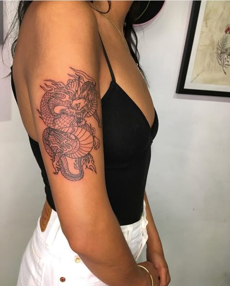 Dragons Tattoo, Chinese Dragon Tattoos, Tattoo Placements, Dragon Tattoo For Women, Snakebites, Upper Arm Tattoos, Dragon Tattoos, Dragon Tattoo Designs, Tiny Tattoo