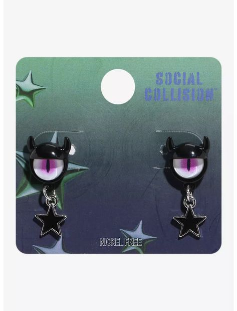 Social Collision Monster Eye Star Drop Earrings Trendy Black Halloween Earrings, Horned Monster, Scene Earrings, Spooky Outfits, Social Collision, Inner Monster, Pinterest Wardrobe, Star Drop Earrings, Right Arrow Icon