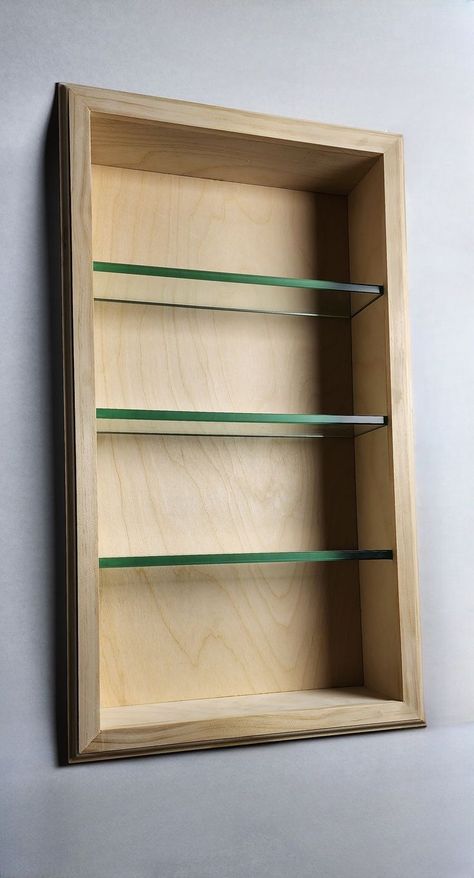 Recessed Wall Storage With Glass Shelves |24x14| Recessed Wall Storage, Recessed Bathroom Shelves, Recessed Niche, Recessed Shelf, Storage For Entryway, Niche Shelves, Recessed Storage, Recessed Toilet Paper Holder, Niche Wall