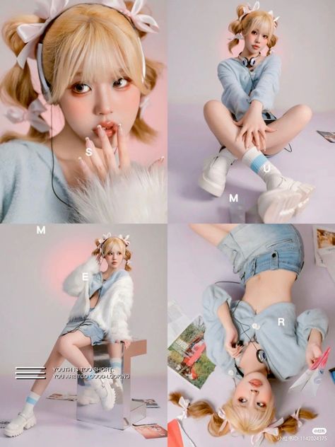 Sitting Floating Pose, Bubbly Pose Reference, Japanese Pose Reference, Cute Character Poses, Kpop Photoshoot Concept, Idol Pose, Kpop Reference, 사진 촬영 포즈, Female Pose Reference