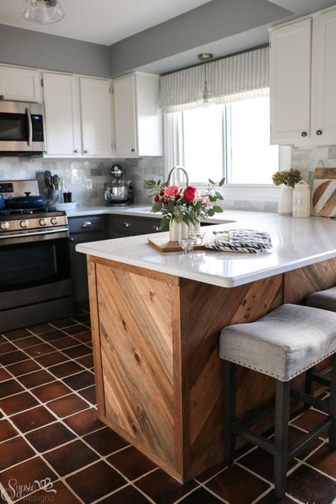 Home Tour - Dishwasher Ideas, Old Kitchen Remodel, Block House, Old Kitchen Cabinets, Old Home Remodel, Home Remodeling Diy, Wood Kitchen Cabinets, Cheap Kitchen, Diy Fireplace