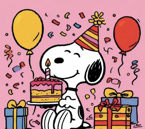 Snoopy Birthday Gif, Happy Birthday Drawings Aesthetic, Birthday Cartoon Aesthetic, Snoopy Birthday Cards, Birthday Stickers Aesthetic, Snoopy Birthday Images, Charlie Brown Cake, Snoopy Bday, Happy Birthday Snoopy Images