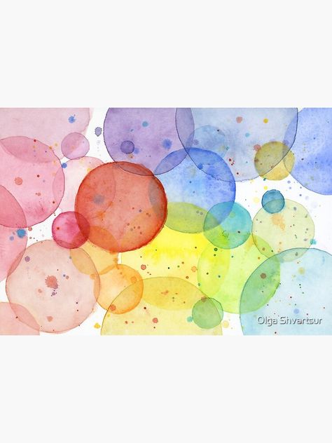 "Geometric Watercolor Abstract Rainbow Circles" Mask by olga-shvartsur | Redbubble Akvarel Illustration, Circle Canvas, Splatter Art, Watercolor Circles, Abstract Watercolor Art, Watercolor Rainbow, Rainbow Abstract, Abstract Watercolor Painting, Watercolor Abstract