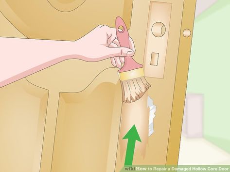 3 Ways to Repair a Damaged Hollow Core Door - wikiHow Expanding Foam Insulation, Door Frame Repair, Hollow Core Door, Easy Diy Home Improvement, Expanding Foam, Hollow Core Doors, Solid Wood Doors, Door Repair, Foam Insulation