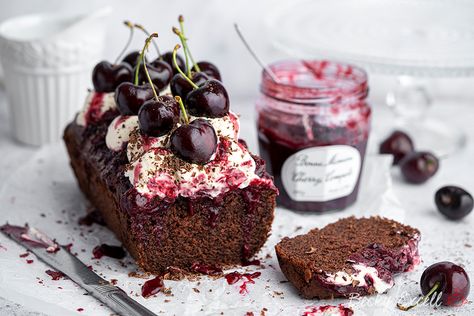 Gluten-free Black Forest Cake Recipe - BEST EVER! (dairy-free option) Gluten Free Black Forest Cake, Bakewell Traybake, Grain Free Granola Recipe, Black Forest Cake Recipe, Black Forest Gateau, Gluten Free Pumpkin Pie, Meringue Pie Recipes, Gf Baking, Tray Bake Recipes