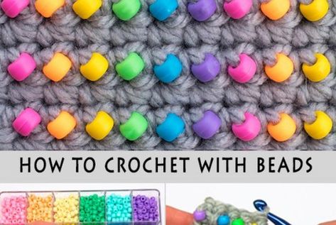 How to Crochet with Beads - Tutorial Crochet With Beads, Beads Tutorial, Crochet Tips, Crochet Stitches Video, Crochet Creations, Afghan Pattern, Crochet Knitting, Bead Crochet, Beading Tutorials