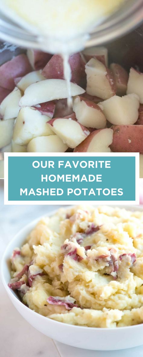 Easy Mashed Potatoes With Skin, Home Made Mashed Potatoes Easy, Homemade Red Mashed Potatoes, Mashed Potatoes Recipe Skin On, Mashed Potatoes Skin On Recipe, Mashed Baby Red Potatoes, No Peel Mashed Potatoes, Homade Mashed Potatoes Recipe, Mashed Potatoes Recipe With Skin