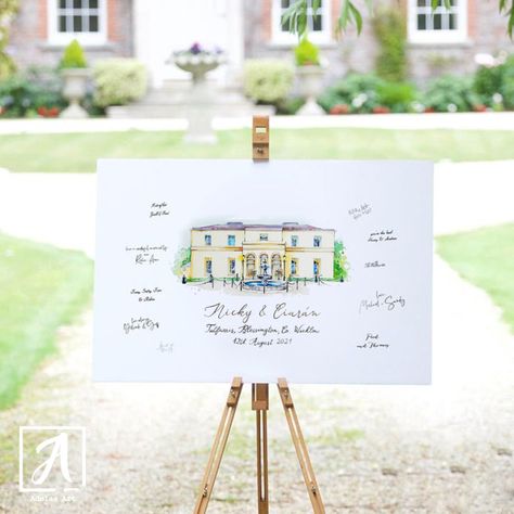 Custom Watercolor Wedding Venue Painting Wedding Venue - Etsy Wedding Watercolor Painting, Guest Book Canvas, Painting Wedding, Wedding Guest Book Alternative, Personalized Wedding Gift, Guest Book Alternative, Wedding Guest Book Alternatives, Painting Inspo, Guest Book Alternatives