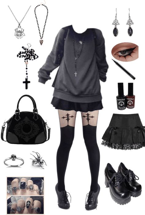 Edgy Goth Outfits, Grunge Egirl, Goth Outfit, Remove Bg, Upload Image, Black Vegan, Outfit Maker, Goth Outfits, Outfit Shoplook