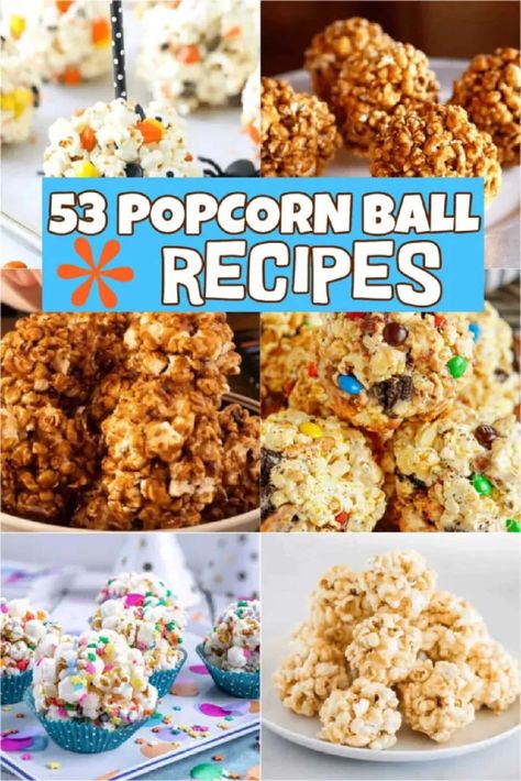 53 Best Popcorn Ball Recipes - Desserts on a Dime Candy Popcorn Balls, Chocolate Popcorn Balls, Pumpkin Popcorn Balls, Popcorn Balls Recipe Easy, Candy Popcorn Recipe, Jello Popcorn, Oreo Popcorn, Gourmet Popcorn Recipes, Halloween Popcorn Balls