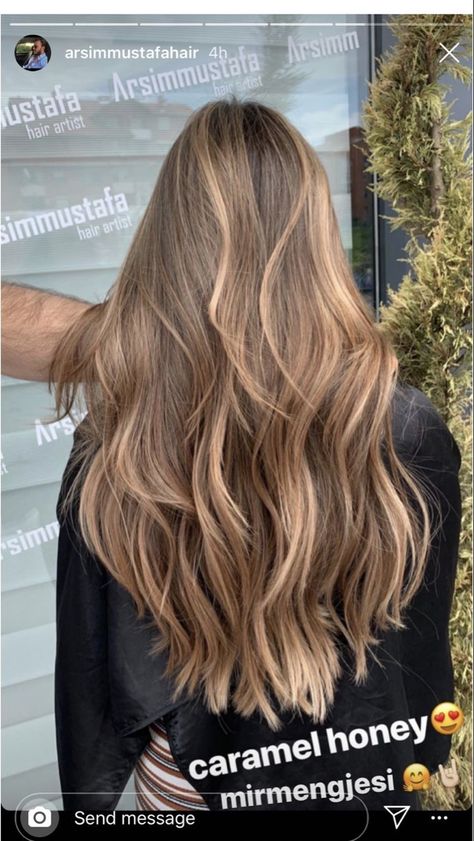 Caramel Toned Highlights, Golden Ash Blonde Balayage, Hair Colour Ideas Dark Blonde, Thick Long Hair With Layers Wavy, Honey Brown Ash Hair, Glazed Doughnut Hair, Blonde From Dark Hair, Hair Inspo Color Brunettes Long, Light Brown Hair Light Eyes