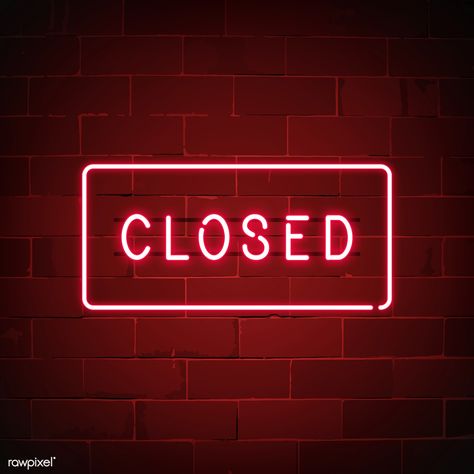 Red closed neon sign vector | free image by rawpixel.com / NingZk V. Red Neon, Neon Sign, Free Image, Vector Free, Neon Signs, Neon, Signs, Wall, Red